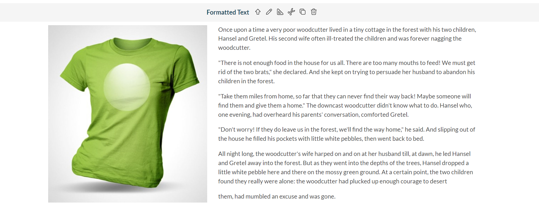 A green shirt with text on it<br><br>Description automatically generated